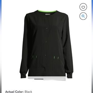 Scrubstar Women's Seasonal Solid Warm Up Scrub Jacket Black with Pink Lining S